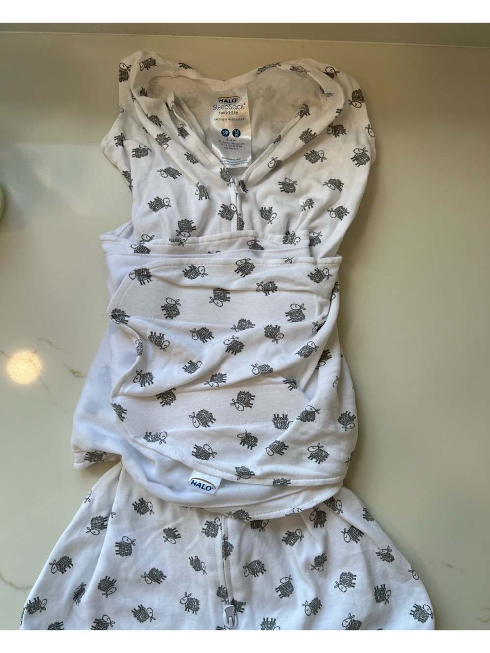 Halo White SleepSack Swaddle with Gray Sheep Print 3-6 month